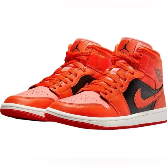 Air Jordan 1 Mid SE Shoes Rush Orange Crimson Bliss, new in box